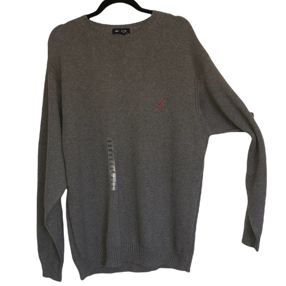 NAUTICA Sweater Men's Size XXL Grey Heather Cotton Pullover Crewneck New